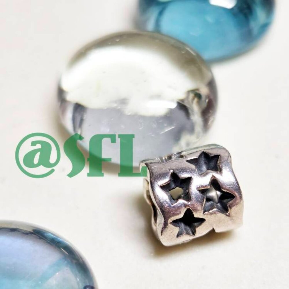 Authentic Pandora Star Cut Out Barrel Charm Openwork Sterling Silver Retired